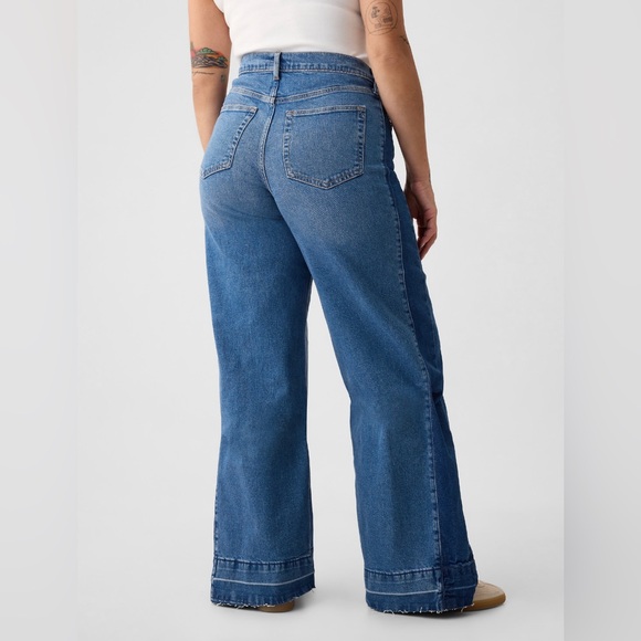 EUC Gap High Rise Stride Wide-Leg Jeans medium indigo Size 35/20 - Picture 2 of 3